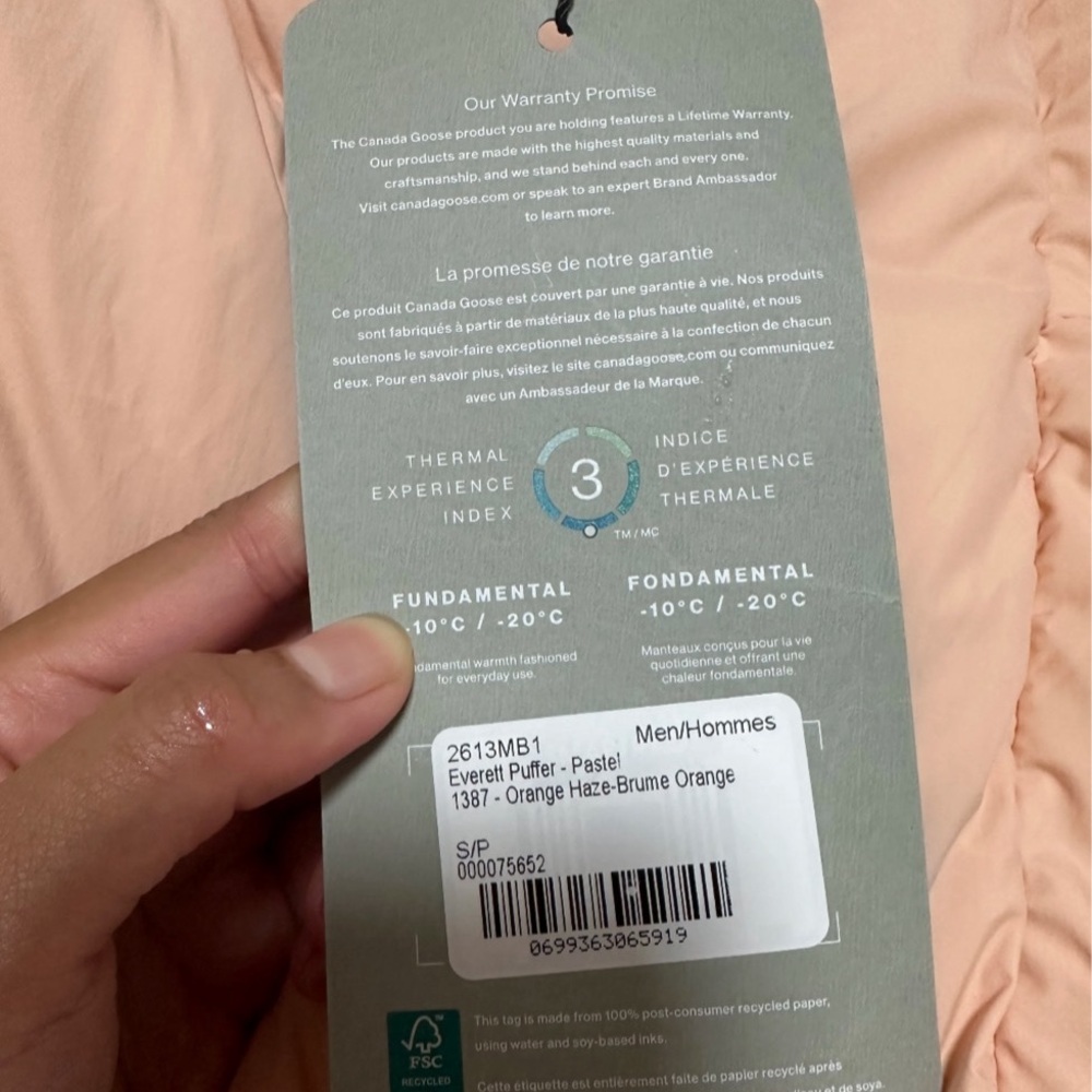 (NWT) Authentic Canada Goose Everett Puffer Pastels Orange Haze Small - Picture 4 of 5
